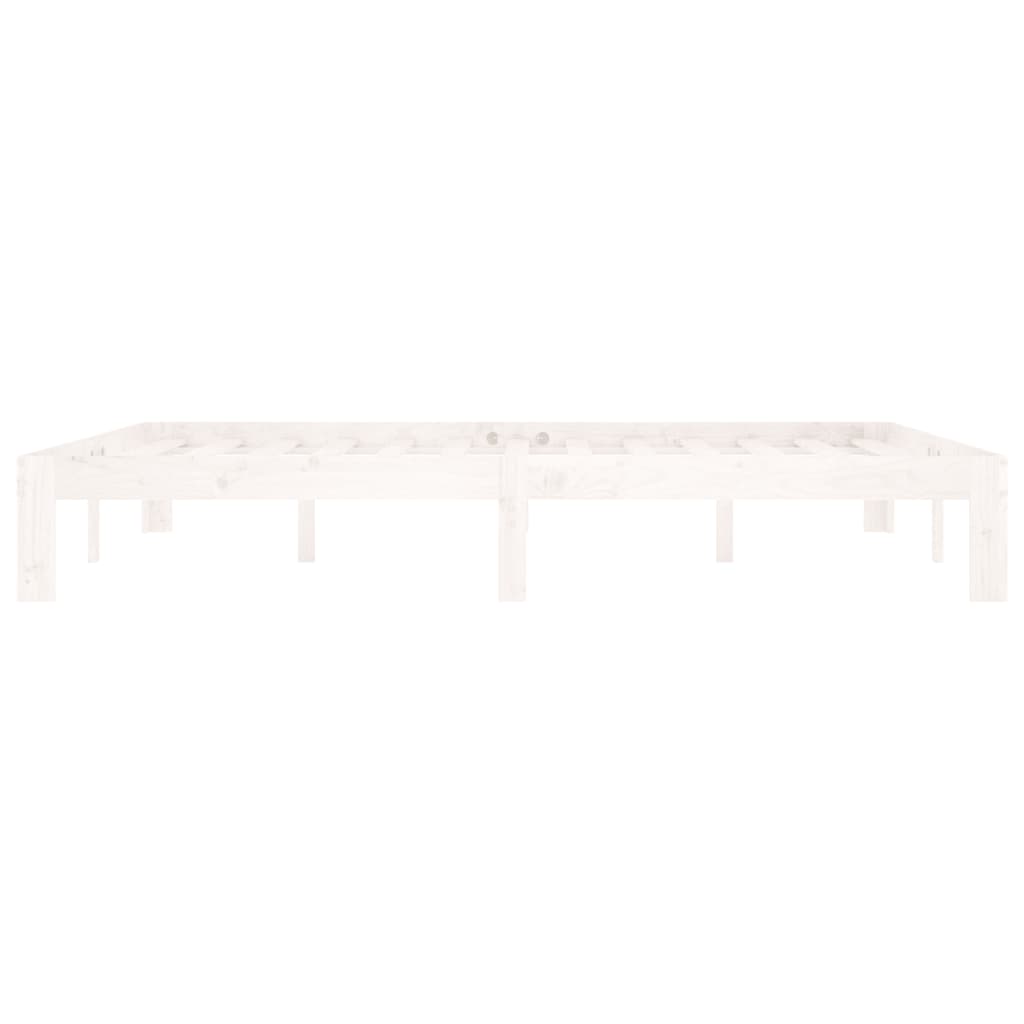 Bed Frame without Mattress White Solid Wood Pine 160x200cm