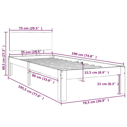 Bed Frame without Mattress White 75x190cm Small Single