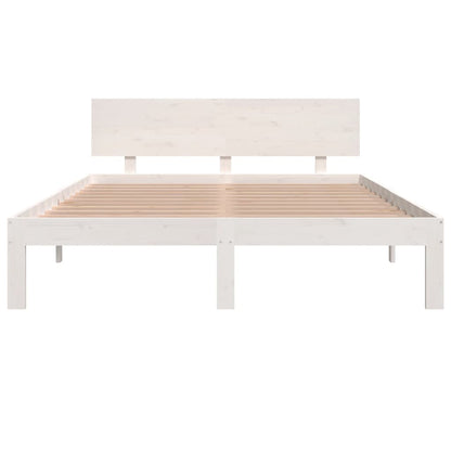 Bed Frame without Mattress White Solid Wood Pine 140x190cm