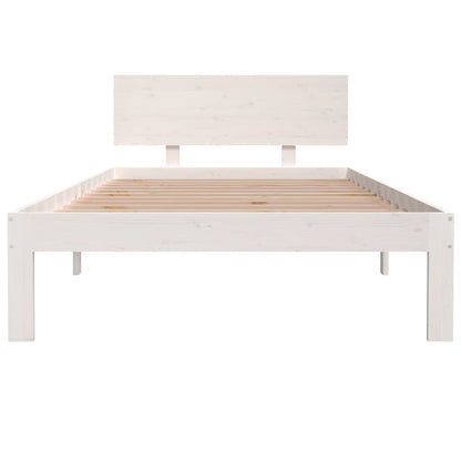 Bed Frame without Mattress White Solid Wood Pine 100x200cm