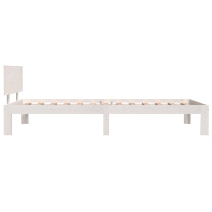 Bed Frame without Mattress White Solid Wood Pine 100x200cm