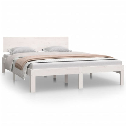 Bed Frame without Mattress White Solid Wood Pine 140x200cm