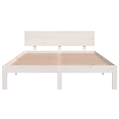 Bed Frame without Mattress White Solid Wood Pine 140x200cm