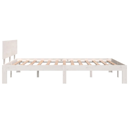 Bed Frame without Mattress White Solid Wood Pine 140x200cm
