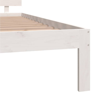 Bed Frame without Mattress White Solid Wood Pine 140x200cm