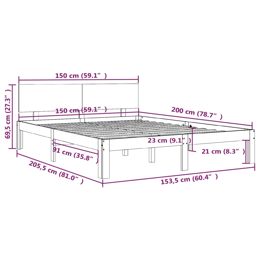Bed Frame without Mattress 150x200cm King Size