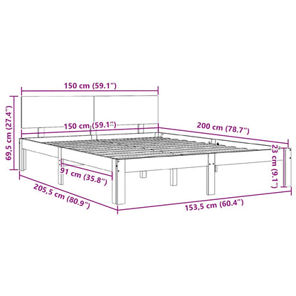 Bed Frame without Mattress White 150x200cm King Size