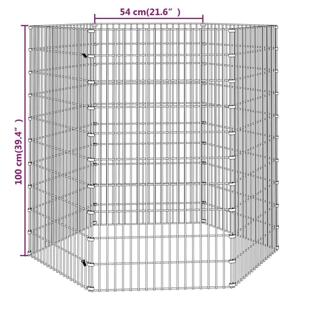 Free Range Animal Enclosure 6-Panel 54x100 cm Galvanised Iron