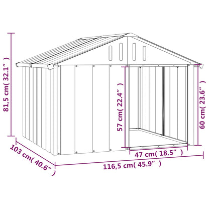 Dog House Anthracite 116.5x103x81.5 cm Galvanised Steel