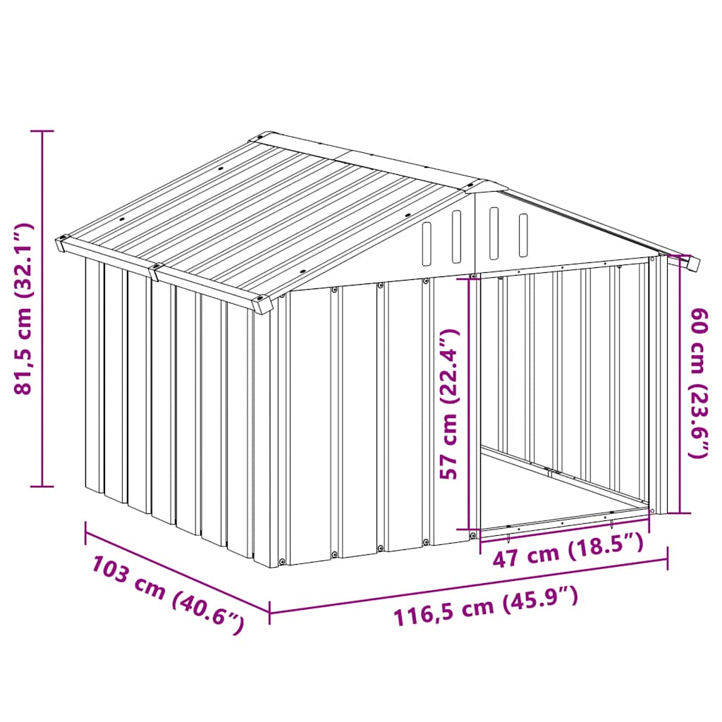 Dog House Anthracite 116.5x103x81.5 cm Galvanised Steel
