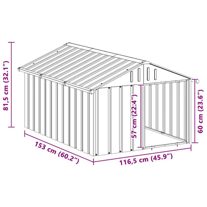 Dog House Grey 116.5x153x81.5 cm Galvanised Steel