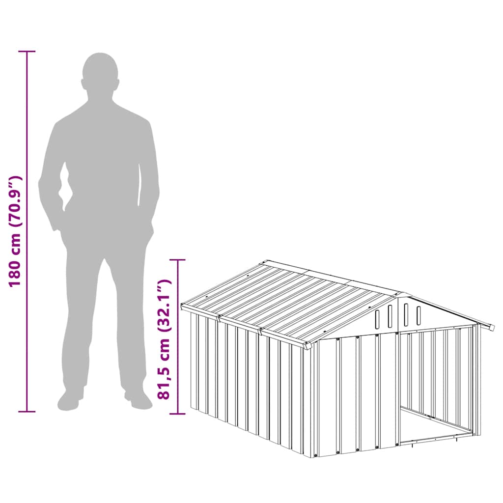 Dog House Grey 116.5x153x81.5 cm Galvanised Steel