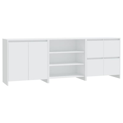 3 Piece Sideboard White Engineered Wood