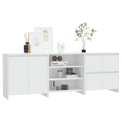 3 Piece Sideboard White Engineered Wood