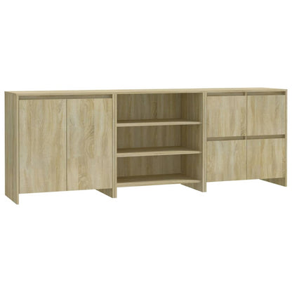 3 Piece Sideboard Sonoma Oak Engineered Wood