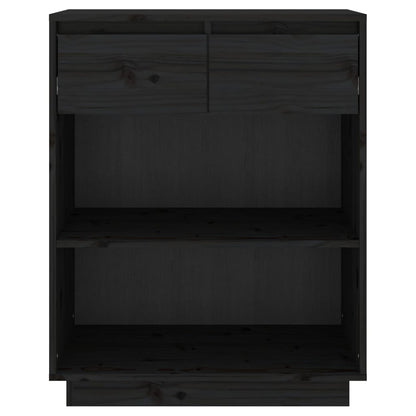 Console Cabinet Black 60x34x75 cm Solid Wood Pine