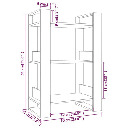 Book Cabinet/Room Divider Grey 60x35x91 cm Solid Wood Pine