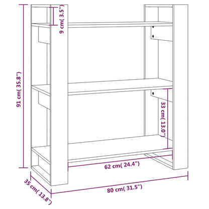 Book Cabinet/Room Divider White 80x35x91 cm Solid Wood Pine