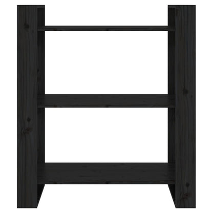 Book Cabinet/Room Divider Black 80x35x91 cm Solid Wood Pine