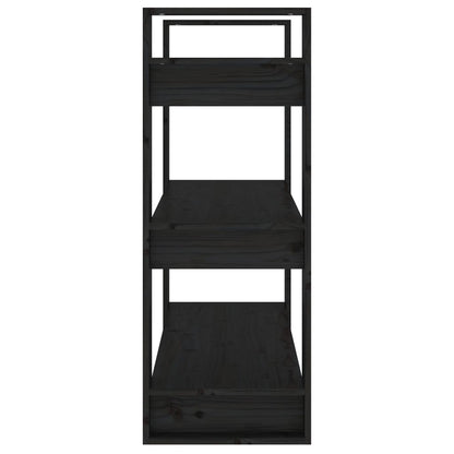 Book Cabinet/Room Divider Black 80x35x91 cm Solid Wood Pine