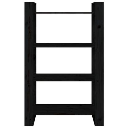 Book Cabinet/Room Divider Black 80x35x125 cm Solid Wood Pine