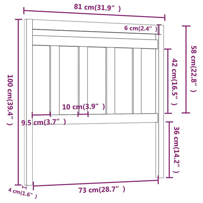 Bed Headboard 81x4x100 cm Solid Wood Pine