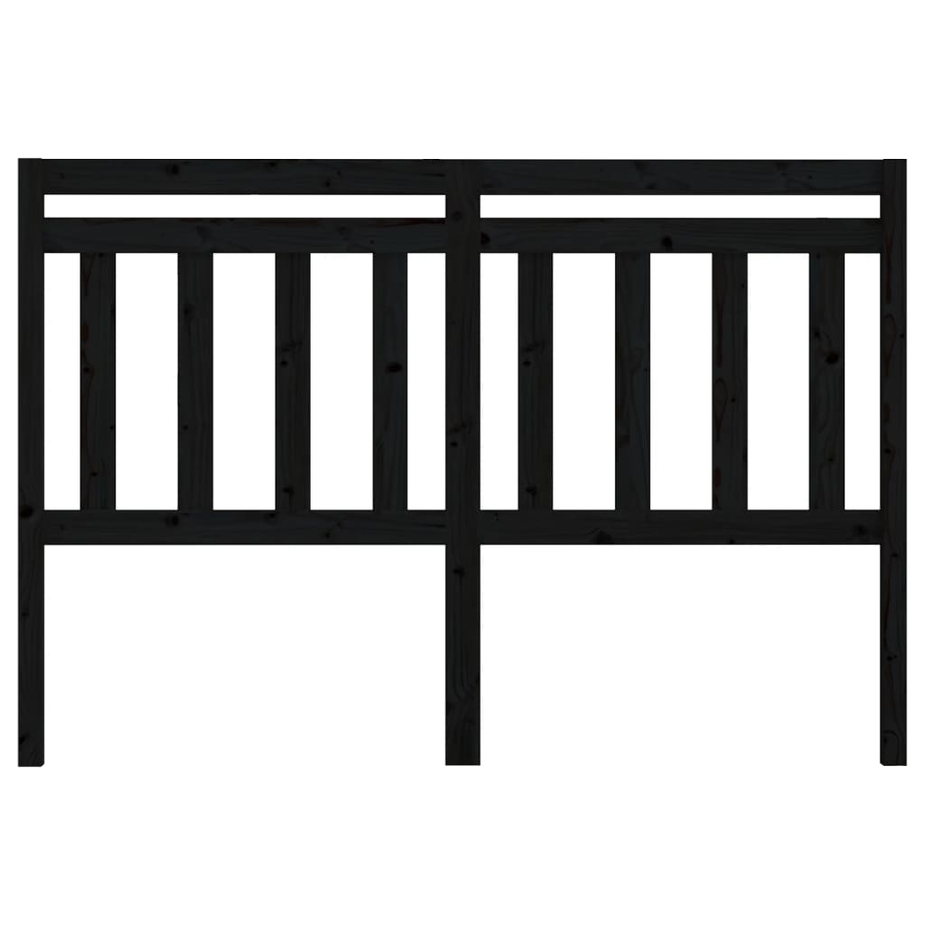 Bed Headboard Black 146x4x100 cm Solid Wood Pine
