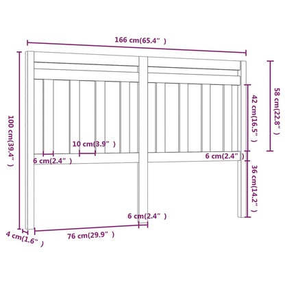 Bed Headboard Black 166x4x100 cm Solid Wood Pine