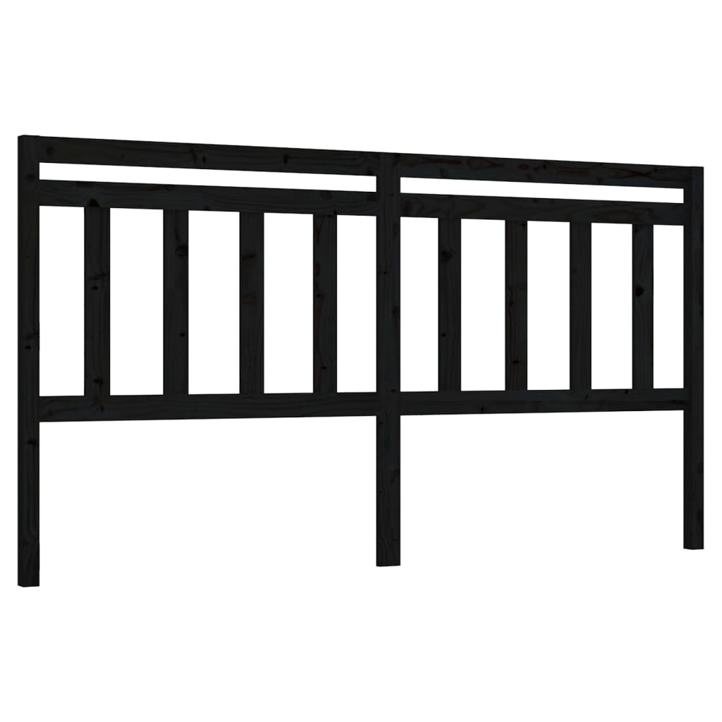 Bed Headboard Black 206x4x100 cm Solid Wood Pine