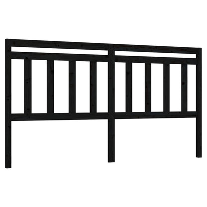 Bed Headboard Black 206x4x100 cm Solid Wood Pine