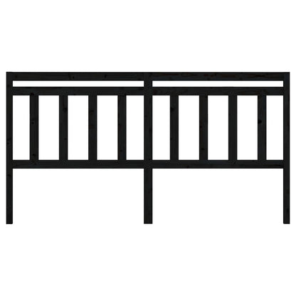 Bed Headboard Black 206x4x100 cm Solid Wood Pine