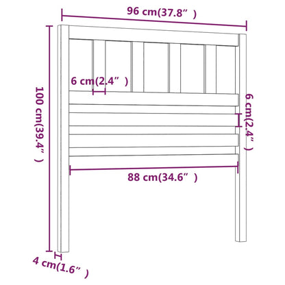 Bed Headboard Black 96x4x100 cm Solid Wood Pine