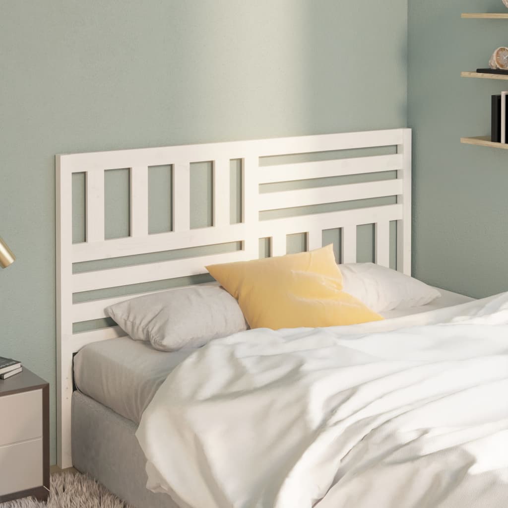 Bed Headboard White 126x4x100 cm Solid Wood Pine