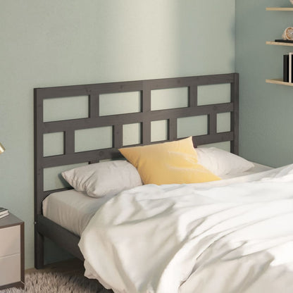 Bed Headboard Grey 126x4x100 cm Solid Wood Pine