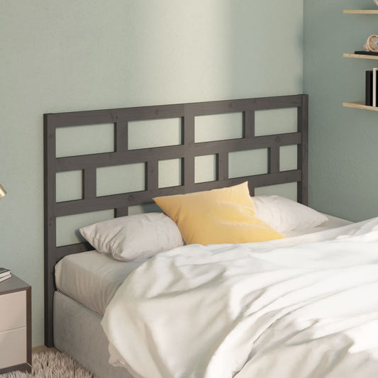 Bed Headboard Grey 126x4x100 cm Solid Wood Pine