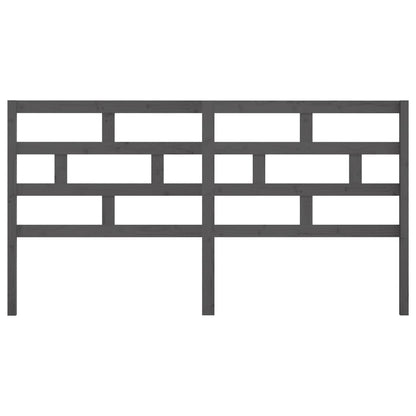 Bed Headboard Grey 206x4x100 cm Solid Wood Pine