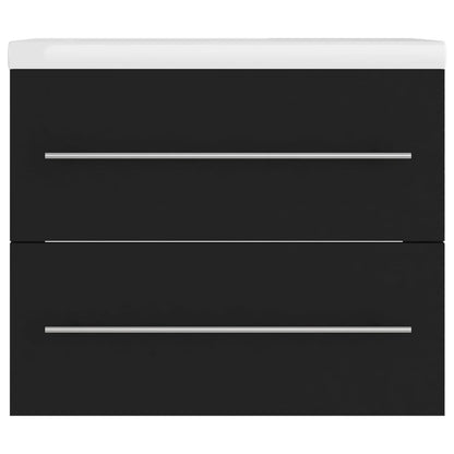 Sink Cabinet with Built-in Basin Black Engineered Wood