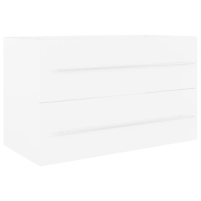 Sink Cabinet with Built-in Basin White Engineered Wood