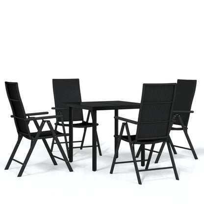 5 Piece Garden Dining Set Black