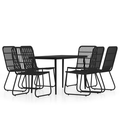 7 Piece Garden Dining Set Black