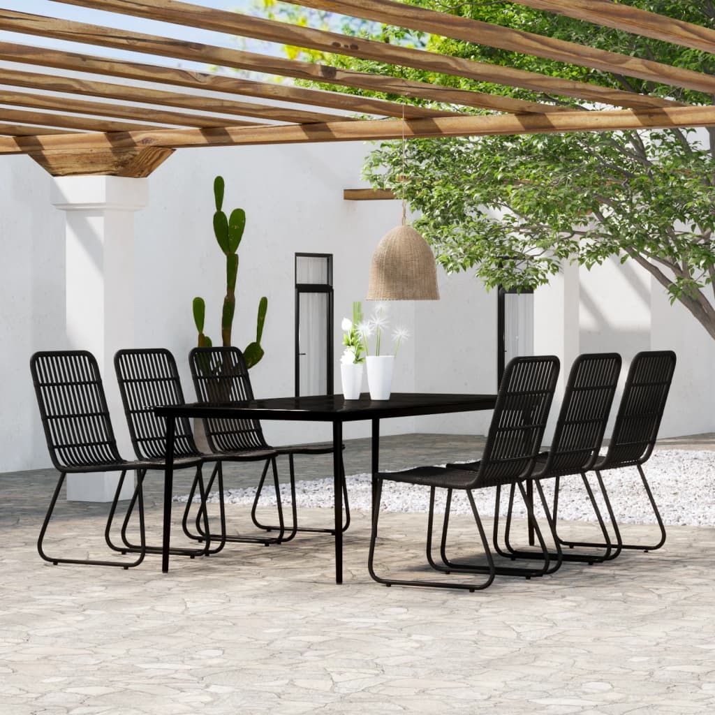 7 Piece Garden Dining Set Black