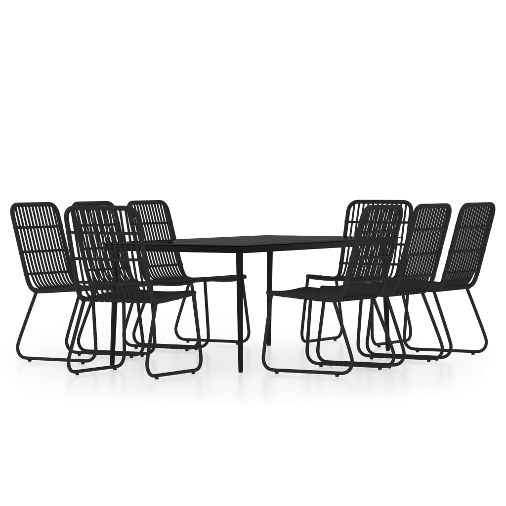 9 Piece Garden Dining Set Black