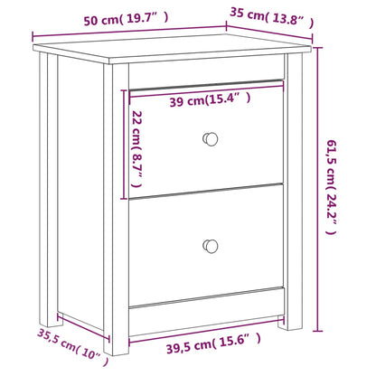 Bedside Cabinets 2 pcs White 50x35x61.5 cm Solid Wood Pine