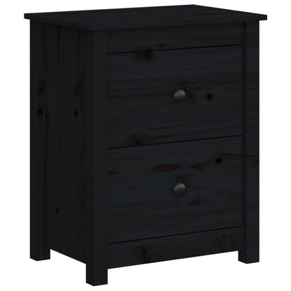 Bedside Cabinet Black 50x35x61.5 cm Solid Wood Pine