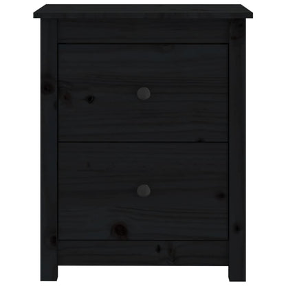 Bedside Cabinet Black 50x35x61.5 cm Solid Wood Pine
