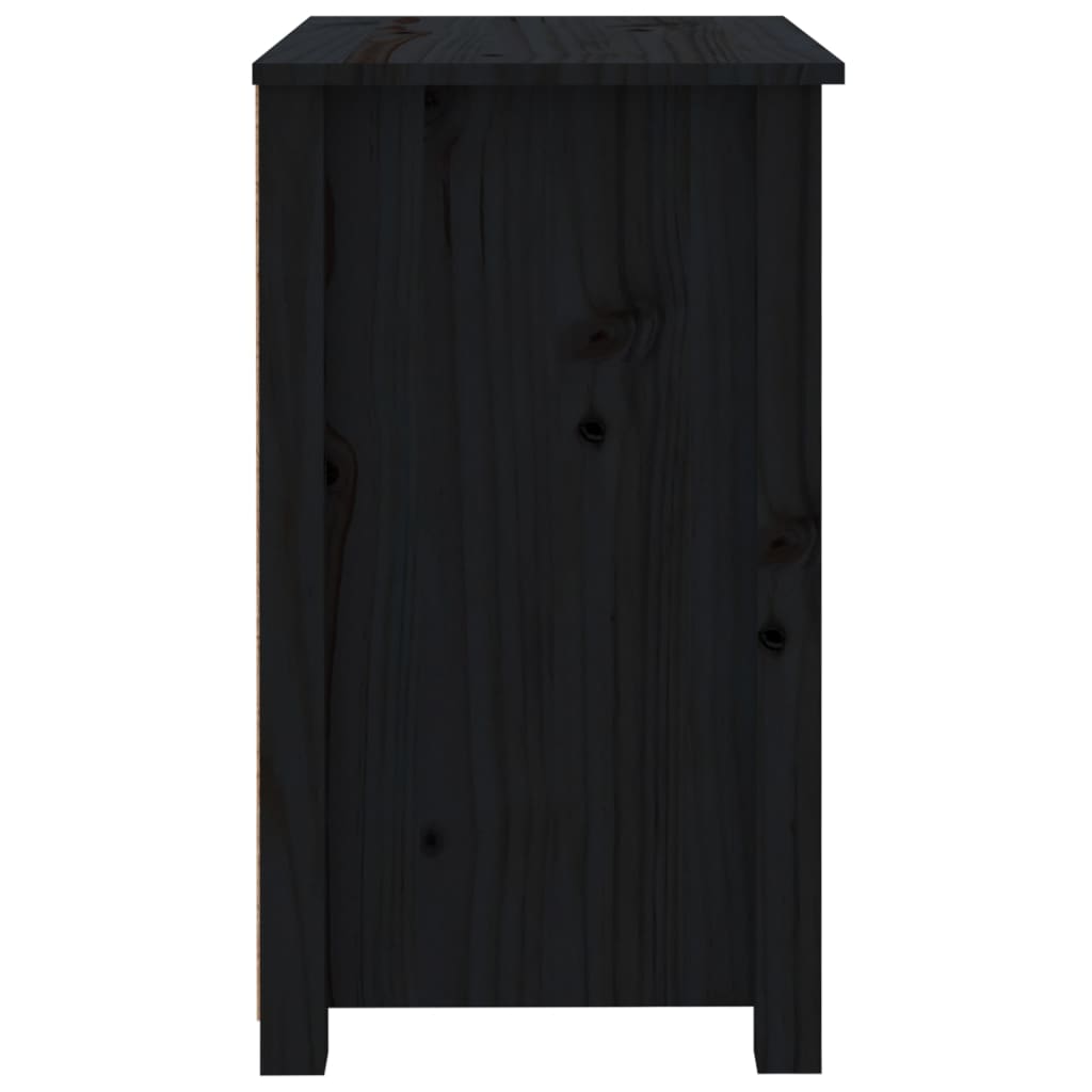 Bedside Cabinet Black 50x35x61.5 cm Solid Wood Pine