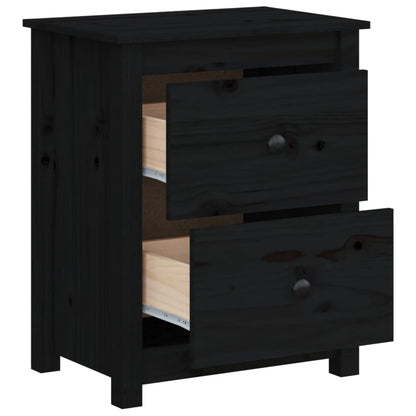 Bedside Cabinet Black 50x35x61.5 cm Solid Wood Pine