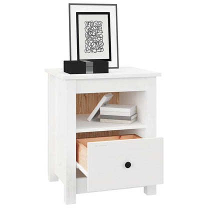 Bedside Cabinet White 40x35x49 cm Solid Wood Pine