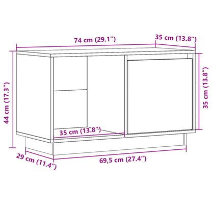 TV Cabinet White 74x35x44 cm Solid Wood Pine