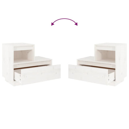 Bedside Cabinet White 60x34x51 cm Solid Wood Pine